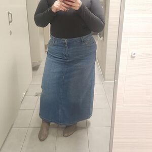 long denim skirt
